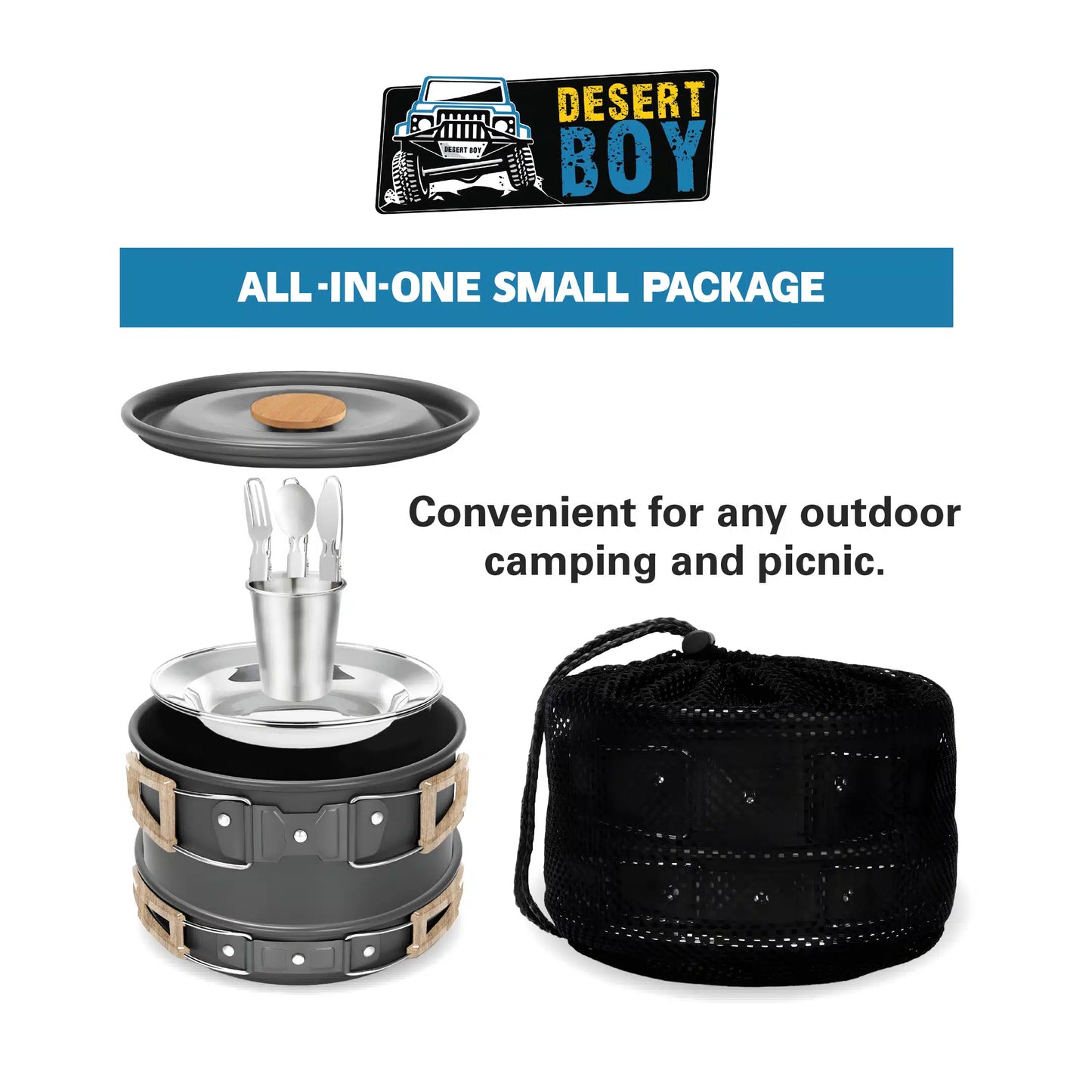 مجموعة أدوات طهي للتخييم من ديزرت بوي، 5 قطع