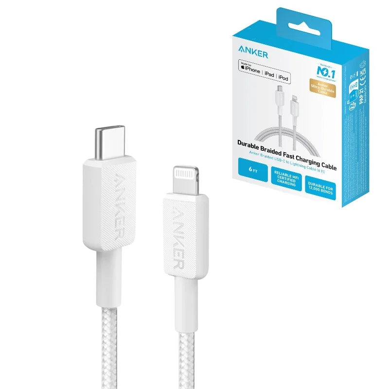 كابل Anker USB-C إلى Lightning بطول 6 أقدام