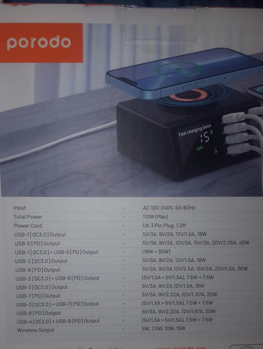 MULTI-PORT CHARGING HUB REAL TIME POWER DISPLAY