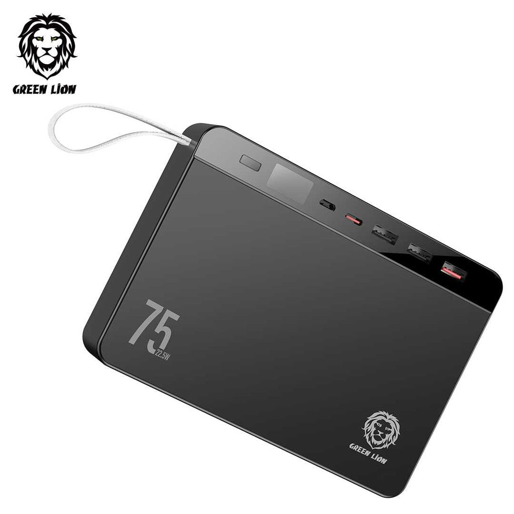 Green Lion Power Volt Mega Capacity Power Bank 75000mAh PD 20W QC3.0 22.5W - Black