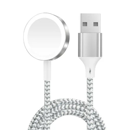 كابل شحن مغناطيسي مضفر بطول 1.2 متر (واجهة USB-A) لساعة iWatch - فضي