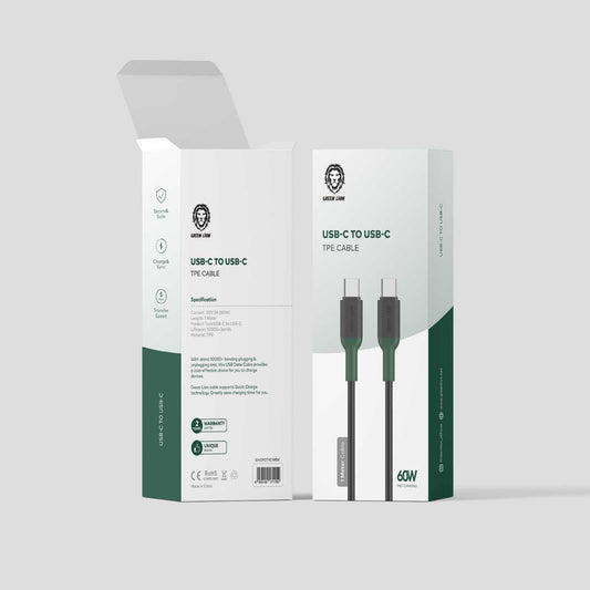كابل Green Lion USB-C إلى Type-C TPE بطول 1 متر PD 60 وات
