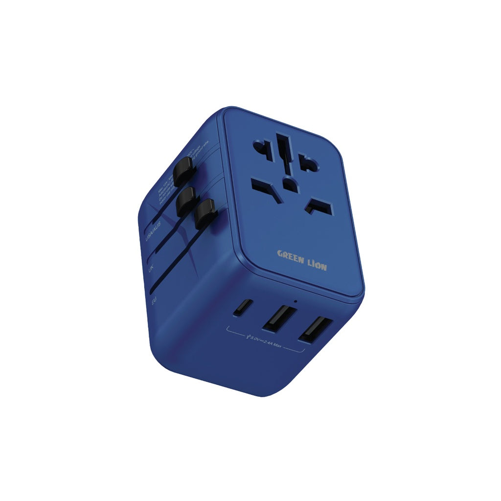 Green Lion 12W Universal Travel Adapter Blue