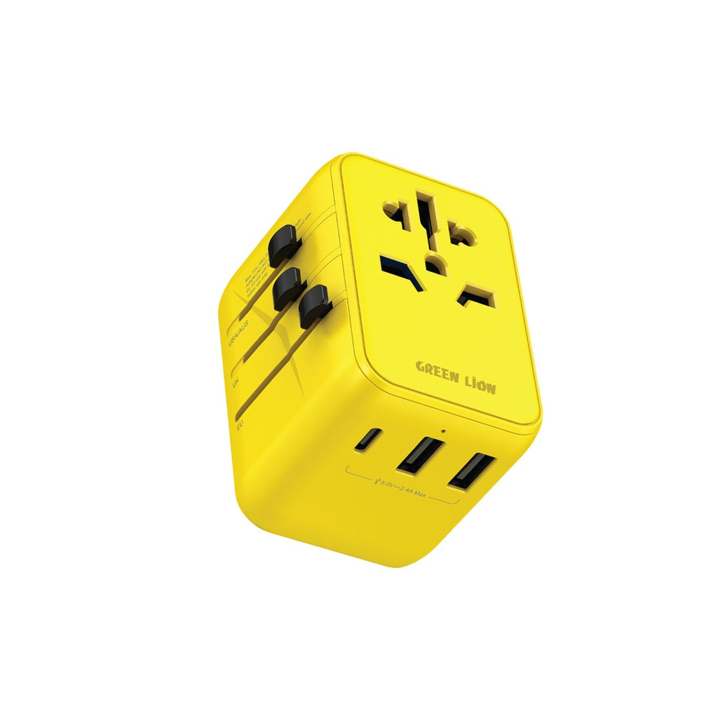 Green Lion 12W Universal Travel Adapter Yellow