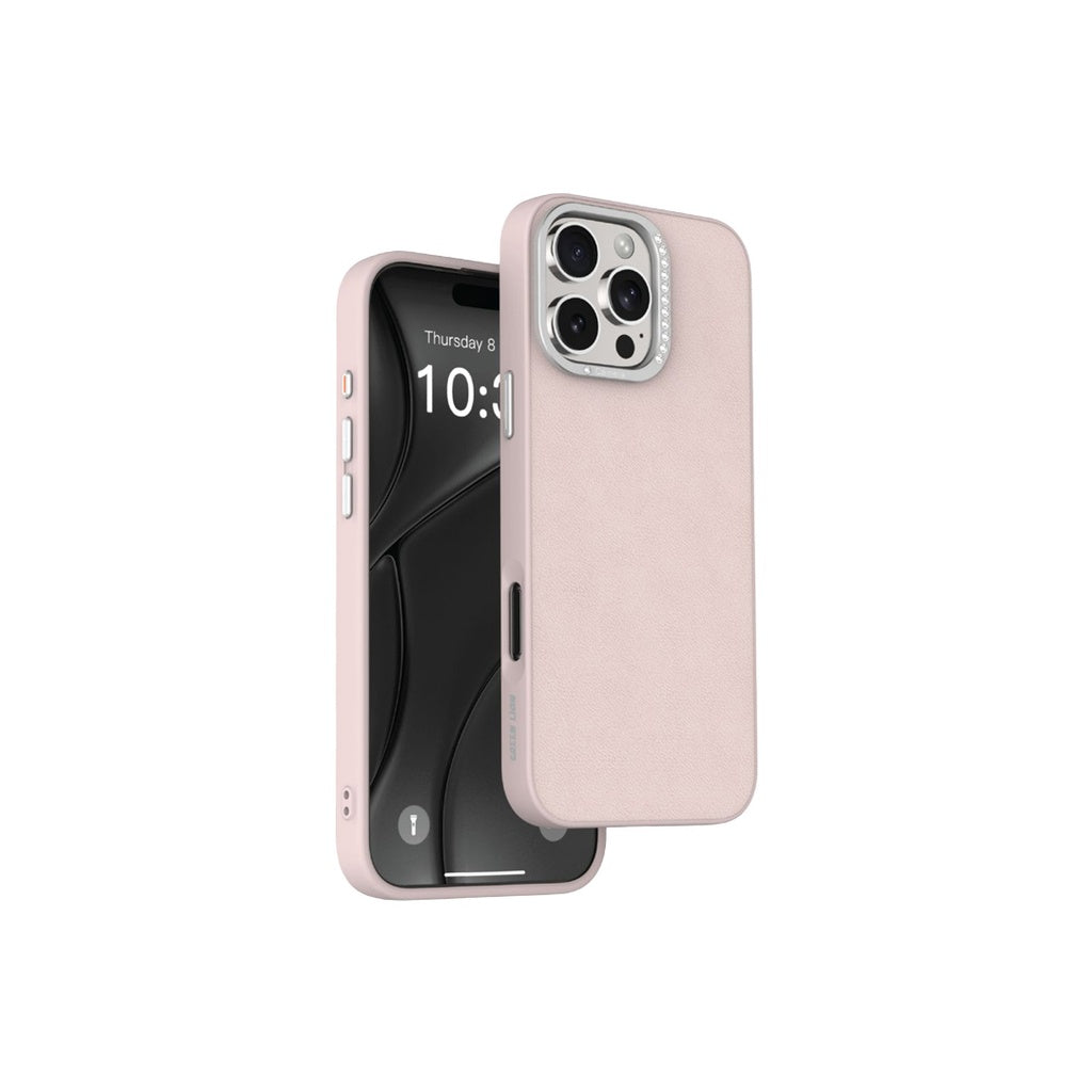 جراب جلدي من Green Lion Kimberly لهاتف iPhone 16 Pro باللون الوردي
