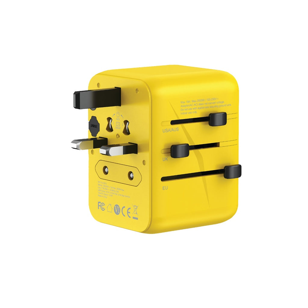 Green Lion 12W Universal Travel Adapter Yellow
