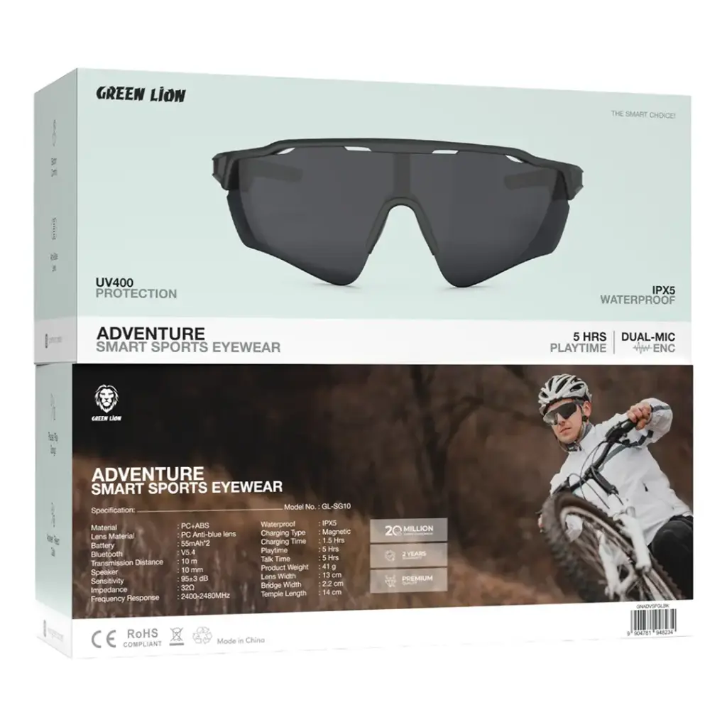 Green Lion Adventure Smart Sports Eyewear-Black