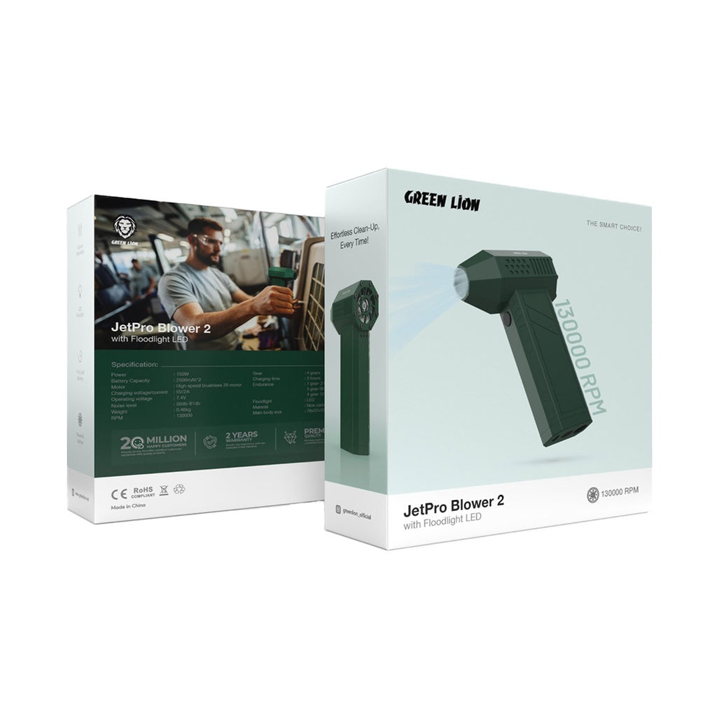 منفاخ Green Lion JetPro 2 مع كشاف LED - أخضر غامق