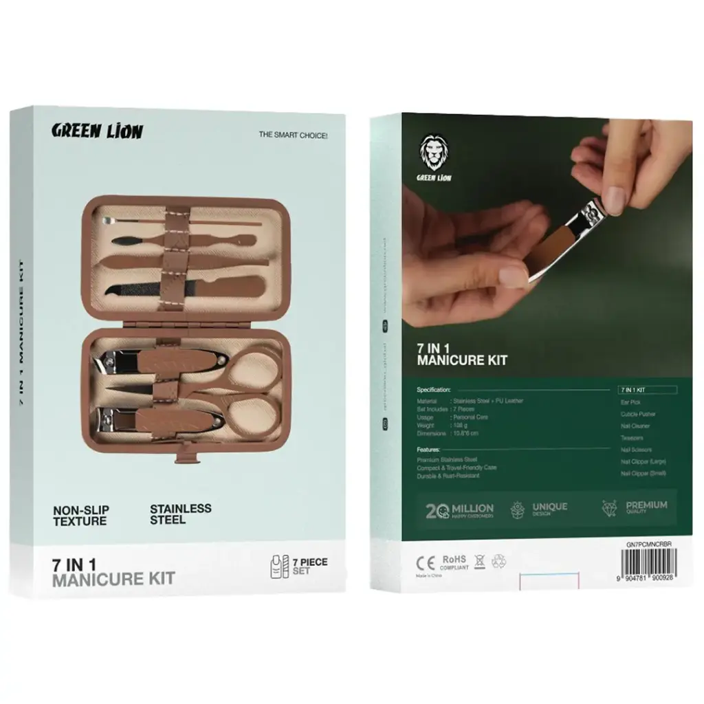 Green Lion 7 in 1 Manicure Kit - Brown