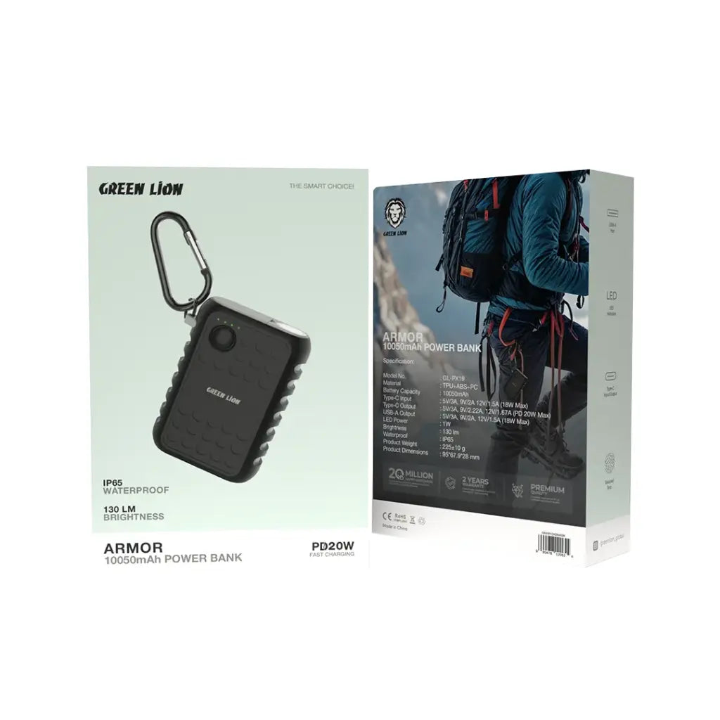 Green Lion Armor 10050mAh Power Bank PD 20W - Black