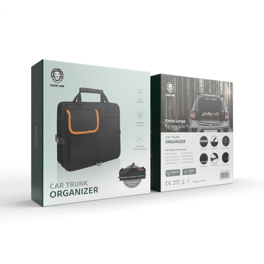 Green Lion Car Trunk Organizer - OrangeBlack