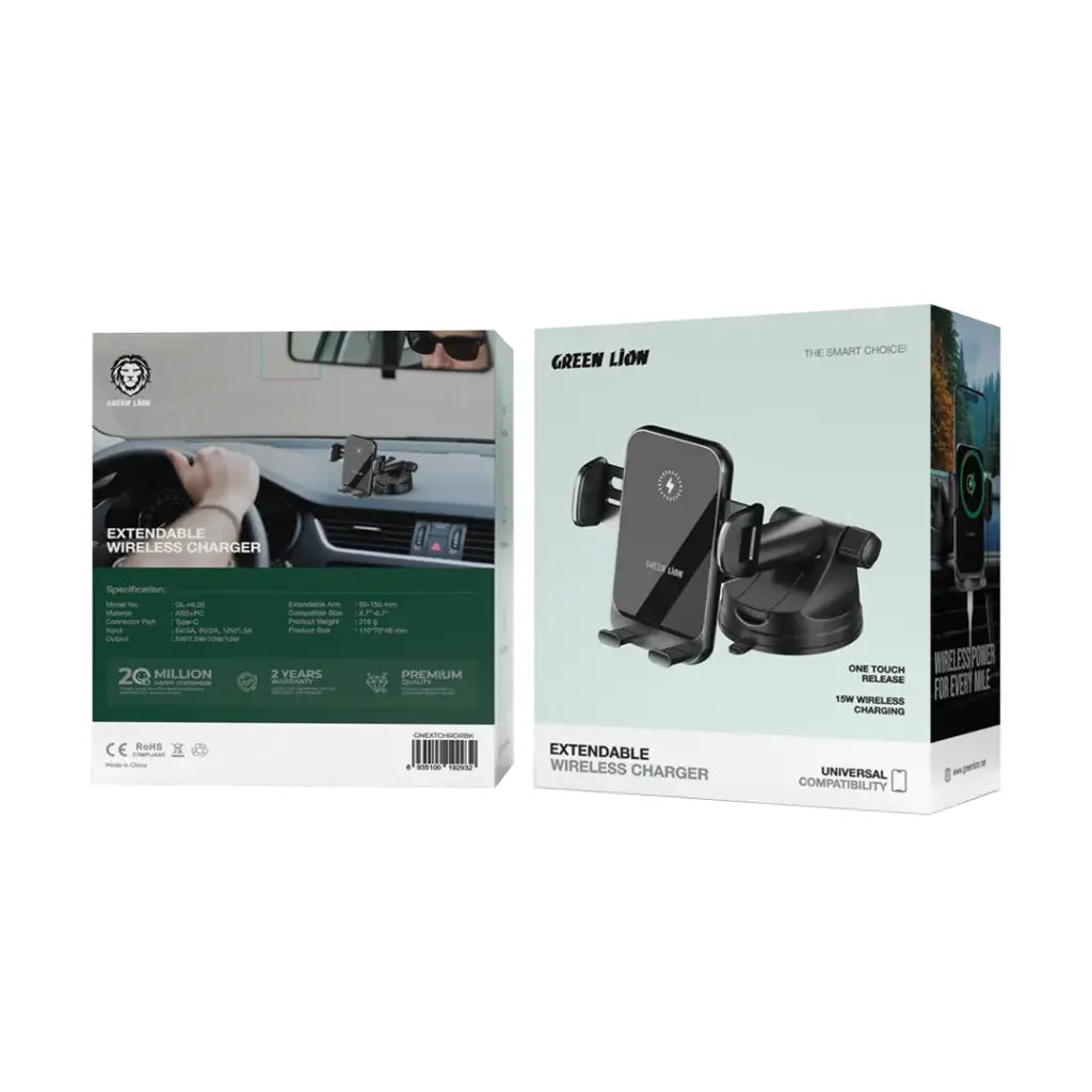 Green Lion Extendable Wireless Charger - Black