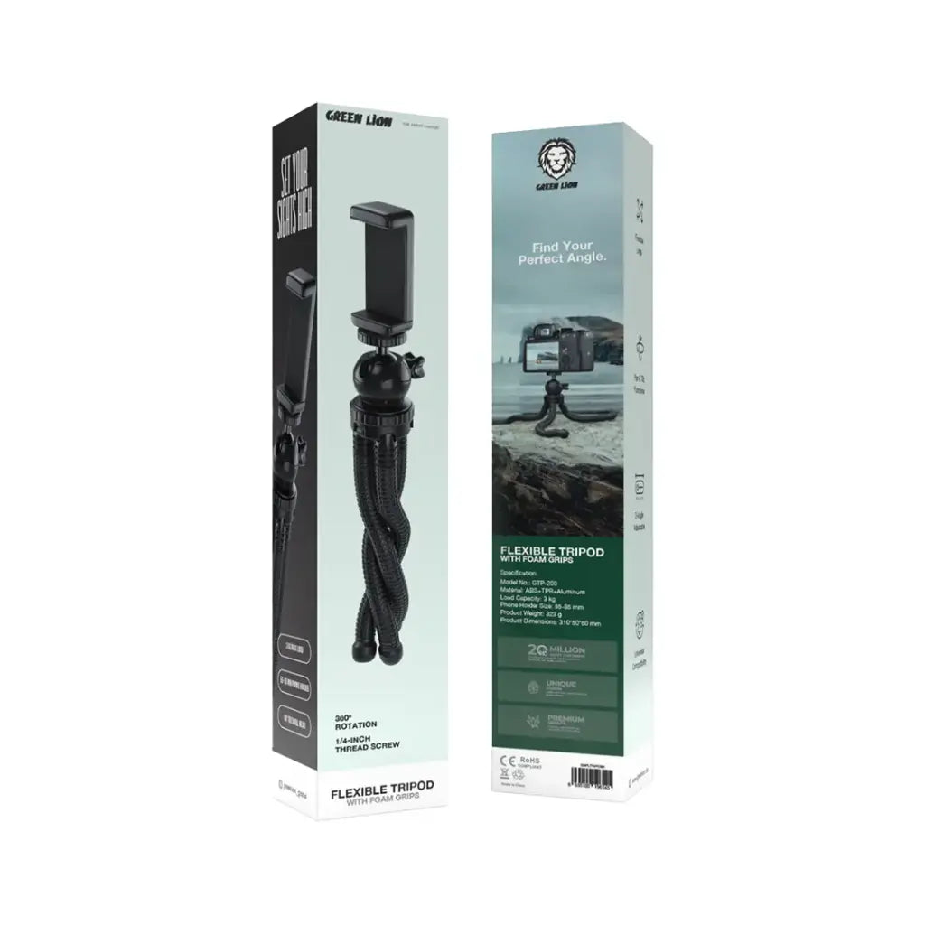 Green Lion Flexible Tripod with Foam Grips - Black