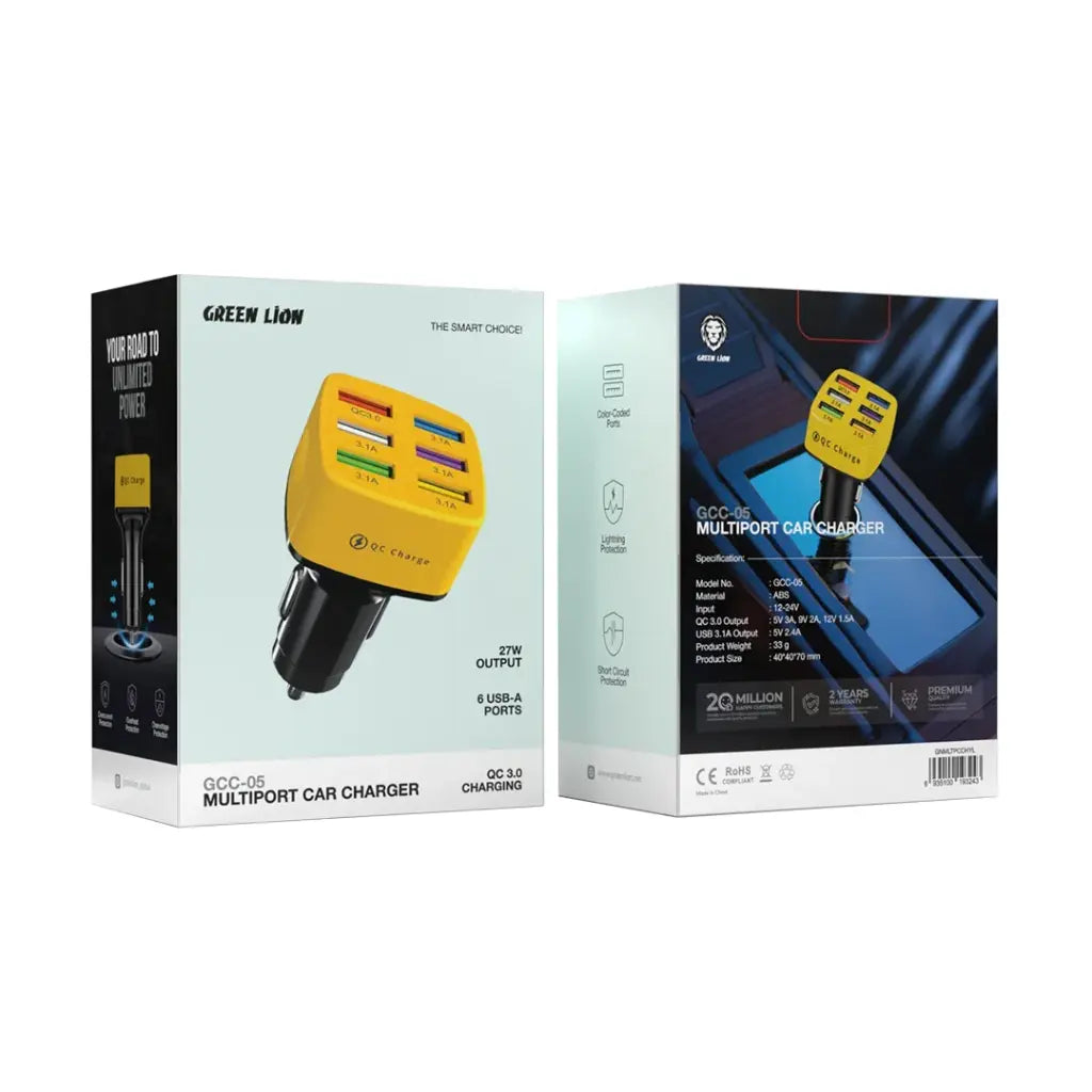 Green Lion GCC-05 Multiport Car Charger - Yellow