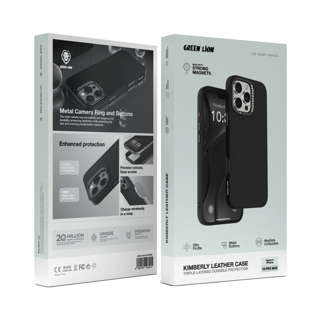 جراب Camguard MagSafe من Green Lion لهاتف iPhone 16 Pro باللون الأسود