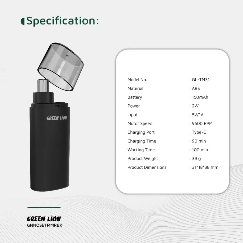 Green Lion Nose Pro Nose and Ear Trimmer - Black