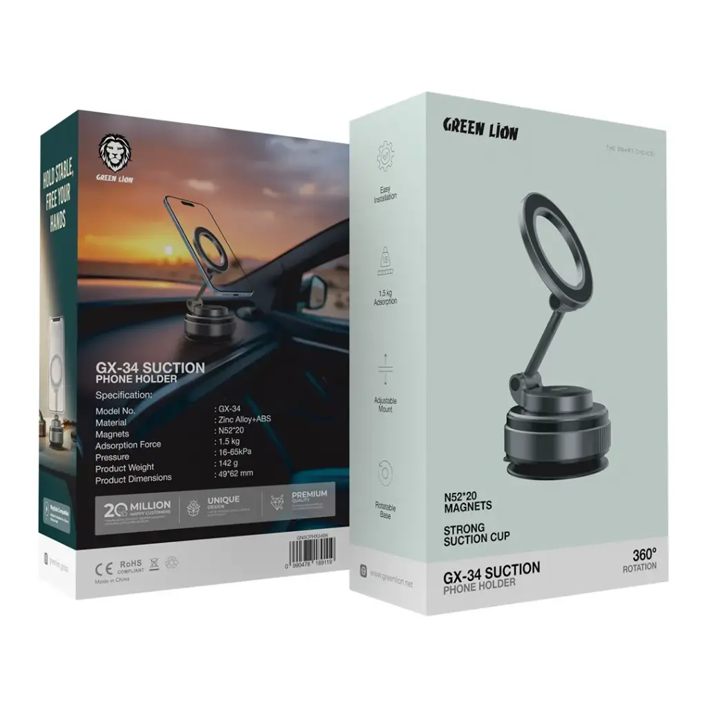 Green Lion GX-34 Suction Phone Holder - Black