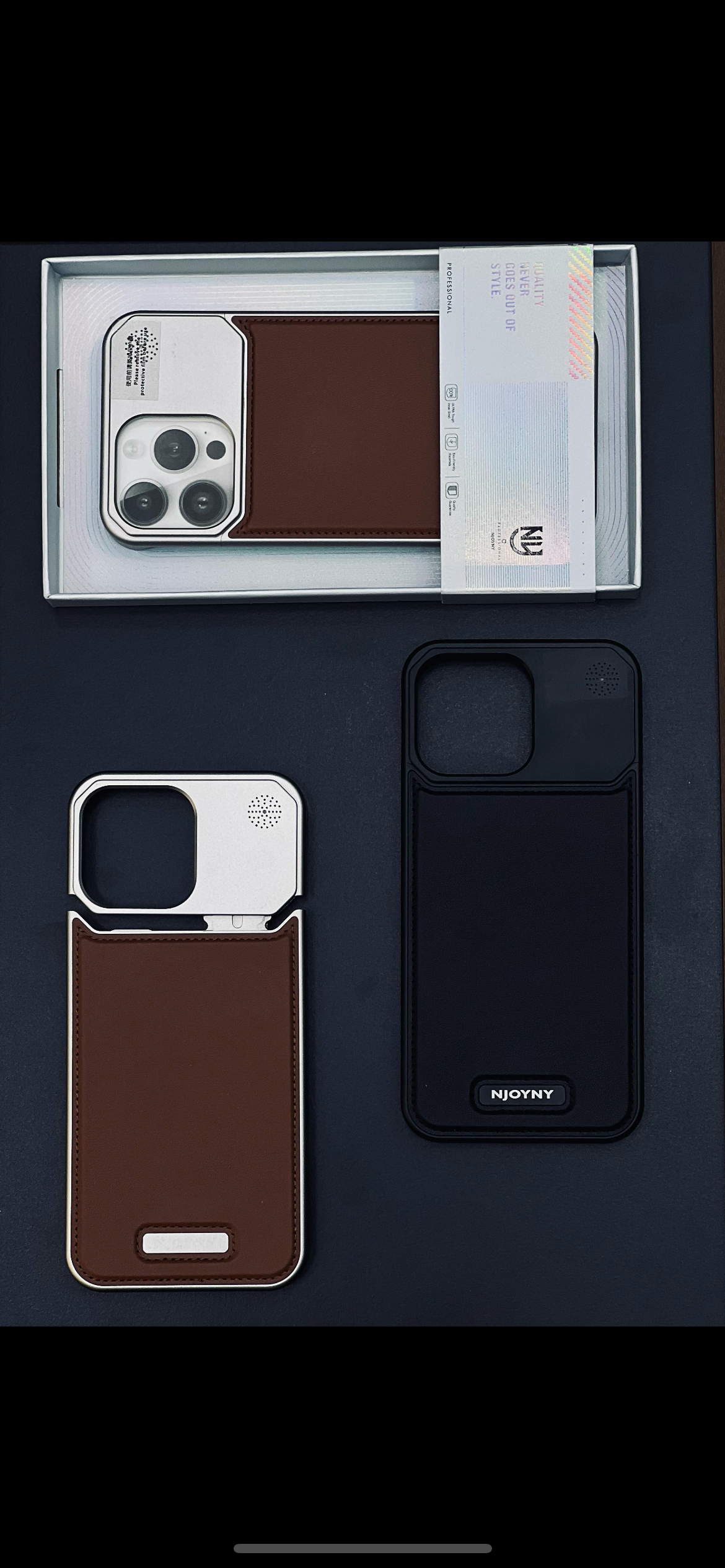 كفر للآيفون من الجلد و النحاس