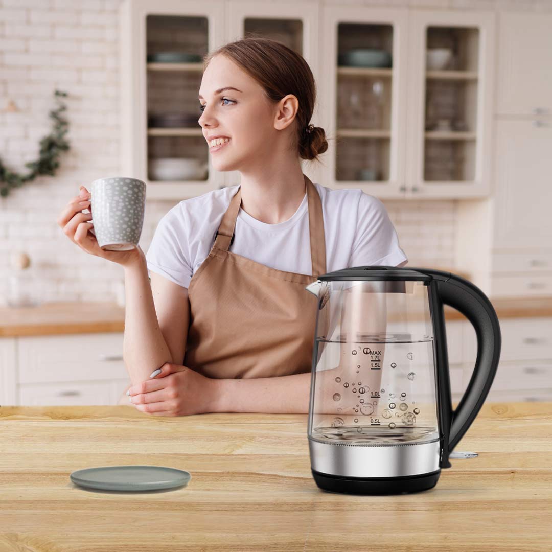 غلاية LEPRESSO 360 الزجاجية الشفافة سريعة الغليان