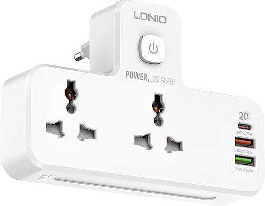 LDNIO محول شاحن حائط مع 1 USB-C 2 منافذ PD & QC3.0 SC2311