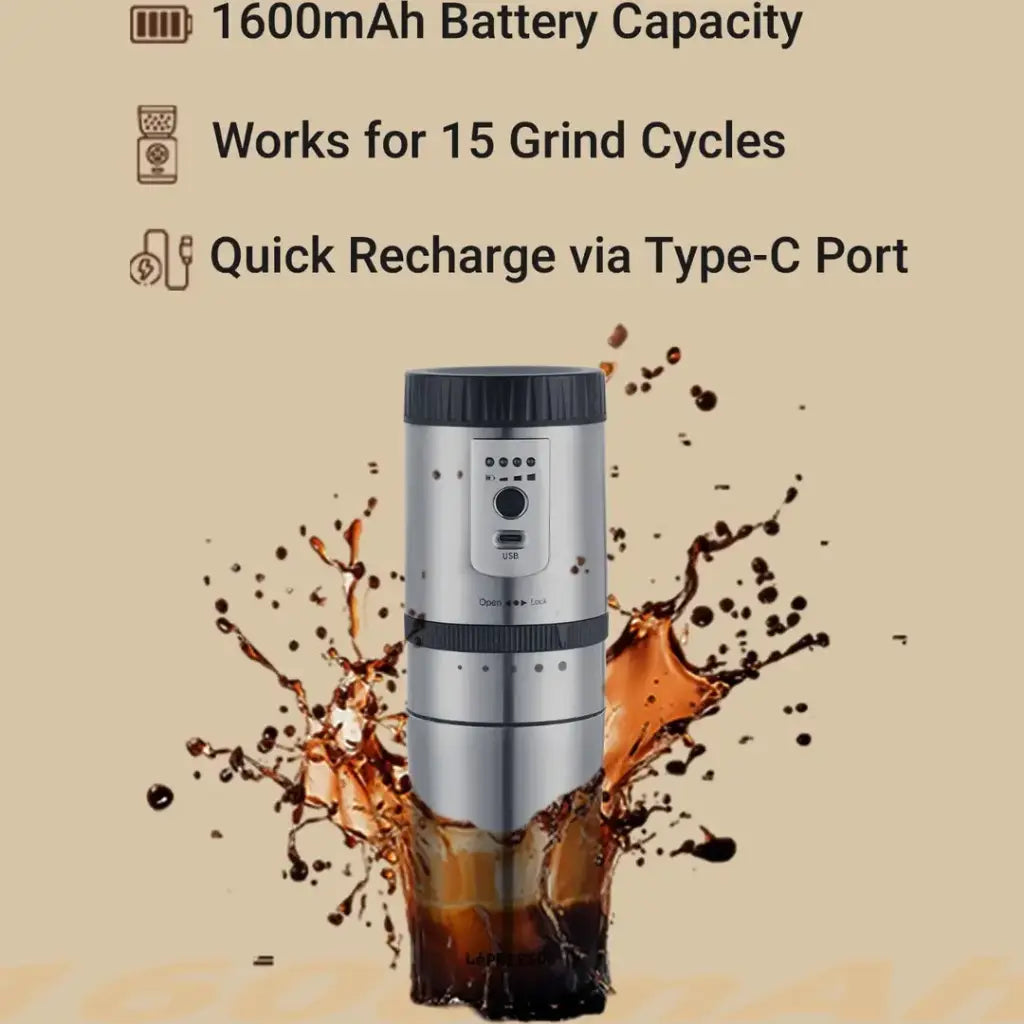 LePresso Portable Mug Burr Grinder Coffee Maker