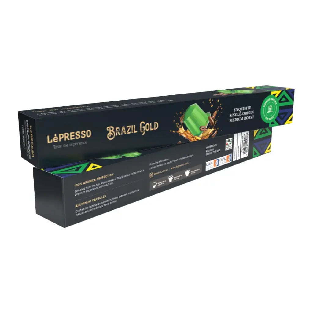 Lepresso Aluminum Capsules for Nespresso Blended 10Pcs Brazil - Gold