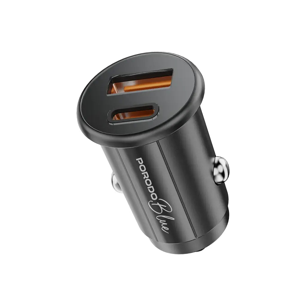 Porodo Blue Dual Port 30W Car Charger - Black