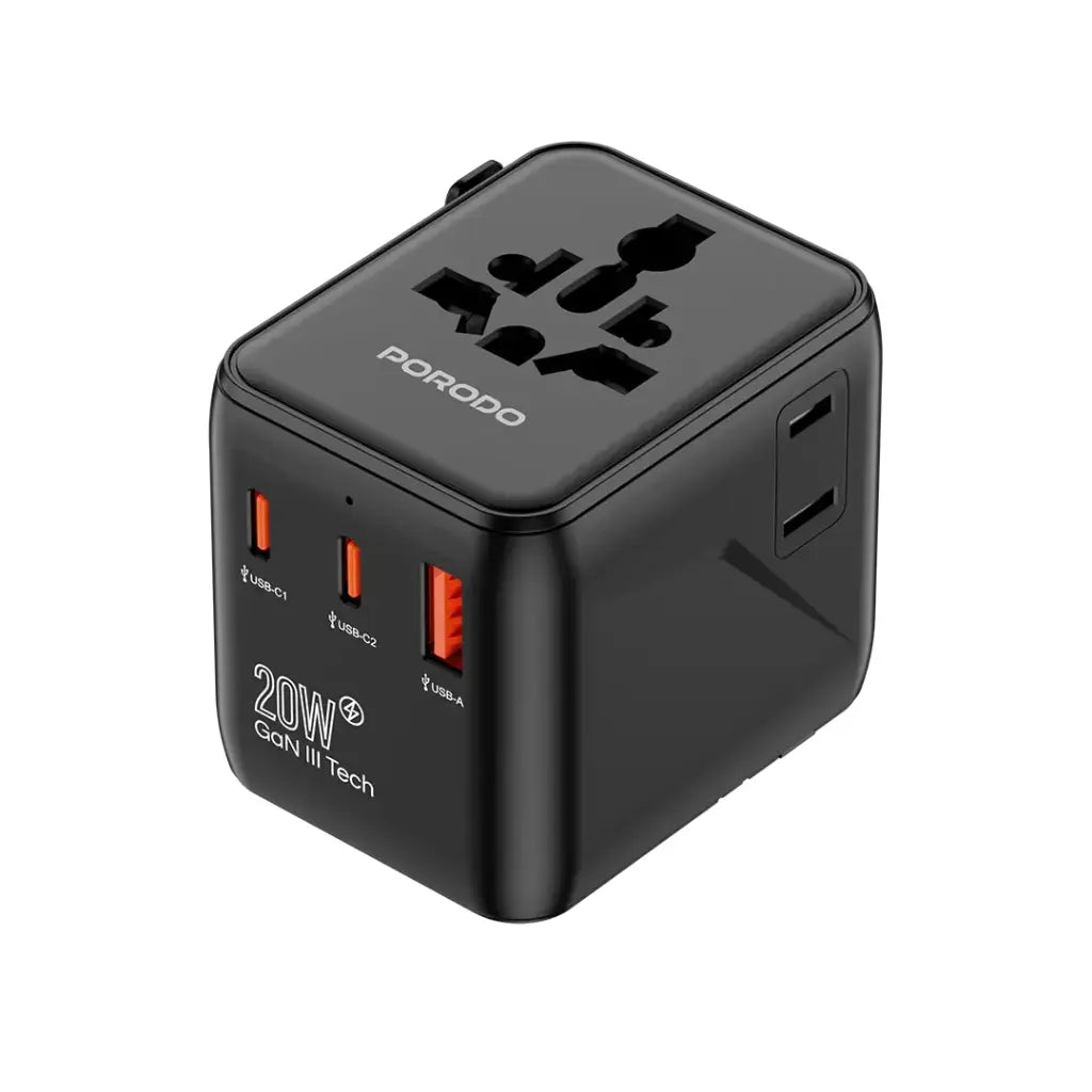 Porodo Universal FW Travel Quick Charger - Black