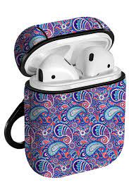 PURPLE Navy Bandana Paisley Print Protective Cover for Air-Pods