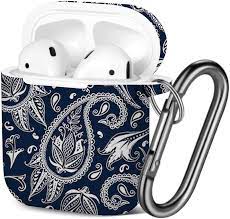 PURPLE Navy Bandana Paisley Print Protective Cover for Air-Pods