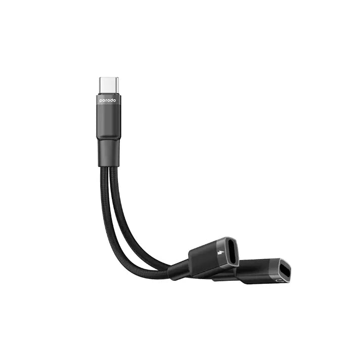 محول بورودو 2 في 1 من Lightning إلى 2*Type C Jack لسماعات الرأس والشحن