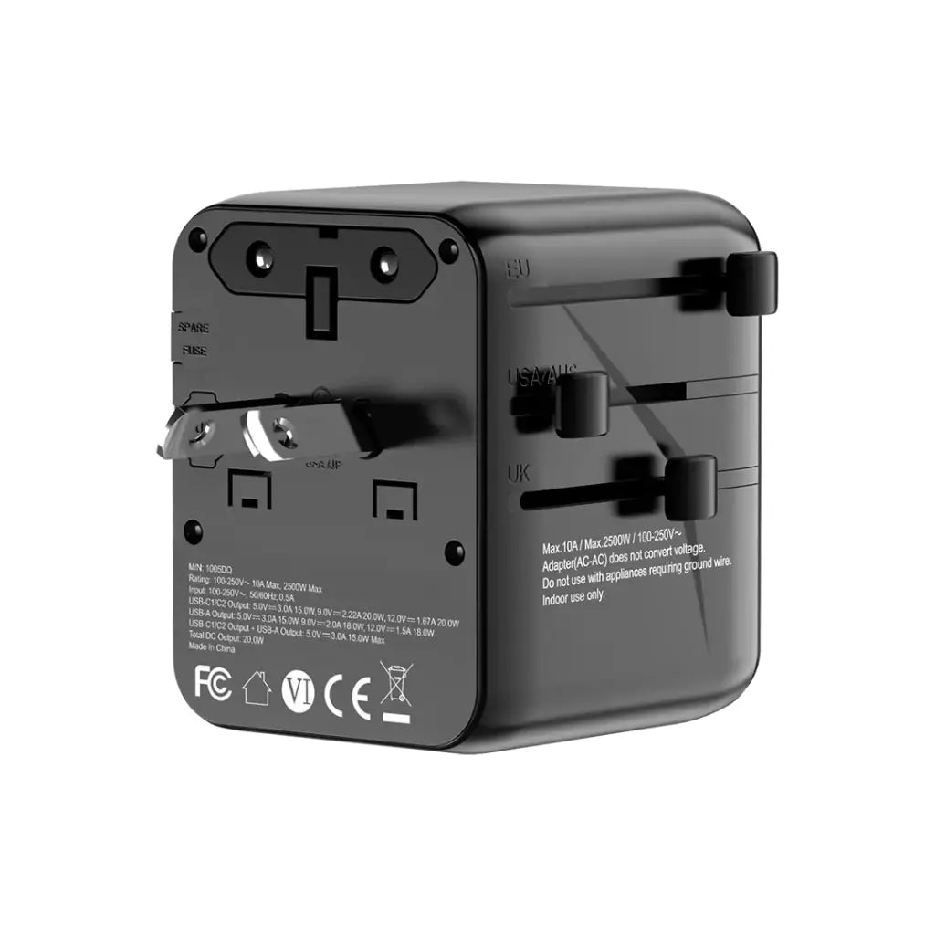 Porodo Universal FW Travel Quick Charger - Black