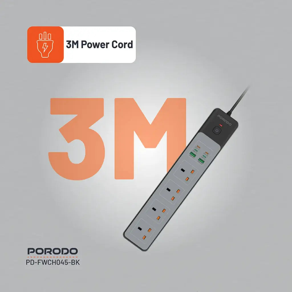 Porodo 4AC 65W 3000W Power Strip