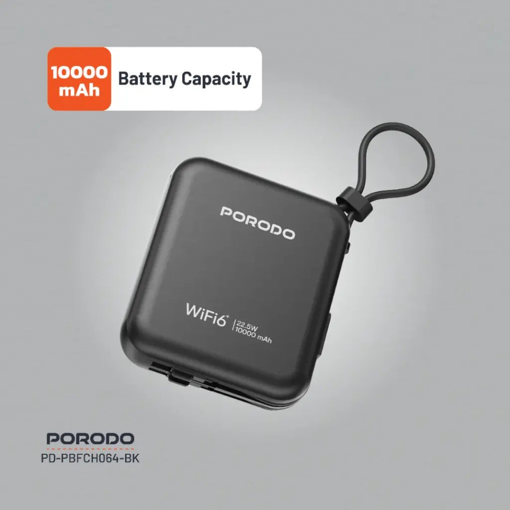 Porodo 4G LTE | WiFi 6 Pocket Router - Black