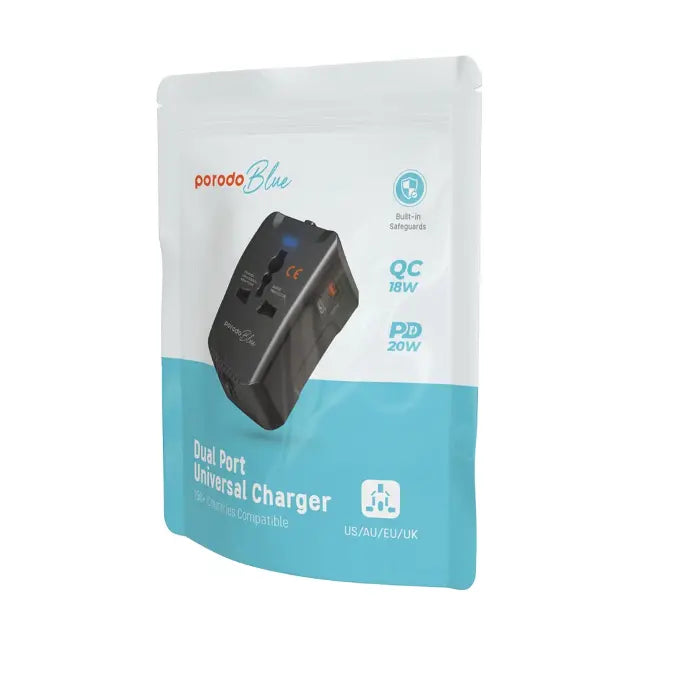 شاحن متعدد المنافذ من porodo Blue