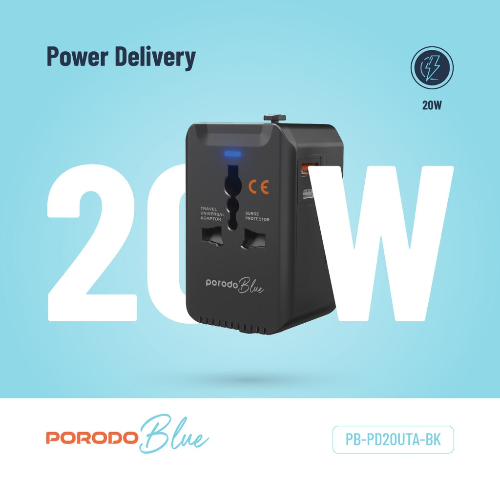 شاحن متعدد المنافذ من porodo Blue
