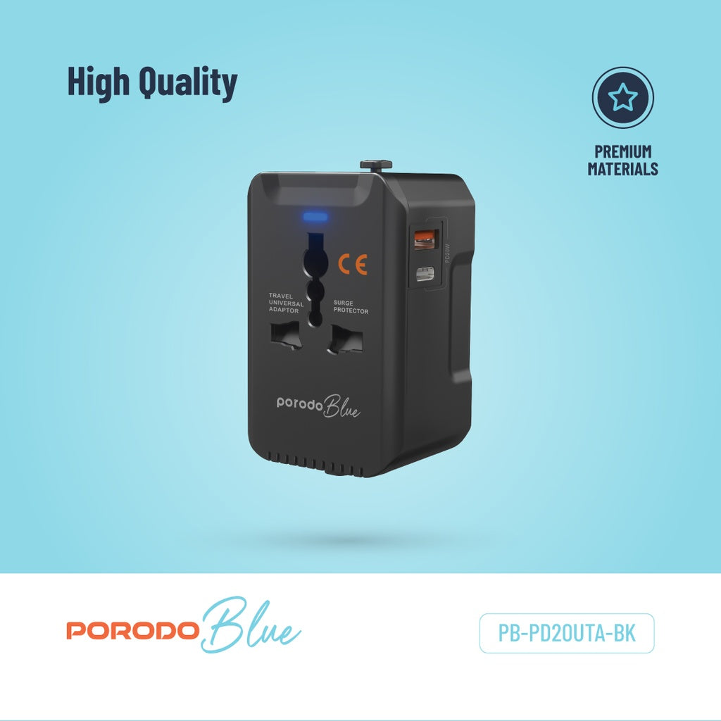 شاحن متعدد المنافذ من porodo Blue