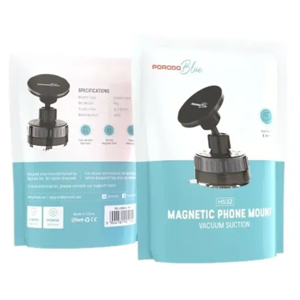 Porodo Blue Magnetic Phone Mount - Black