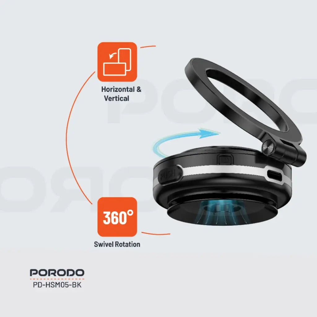 حامل مغناطيسي لـ Porodo HS05 Vacuseal MagSafe - أسود