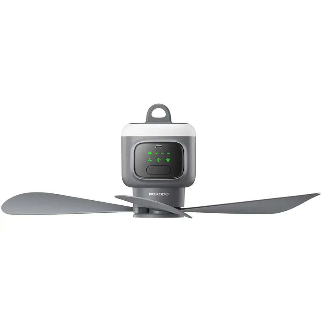 Porodo Lifestyle Camping Rechargeable Ceiling Fan - Gray