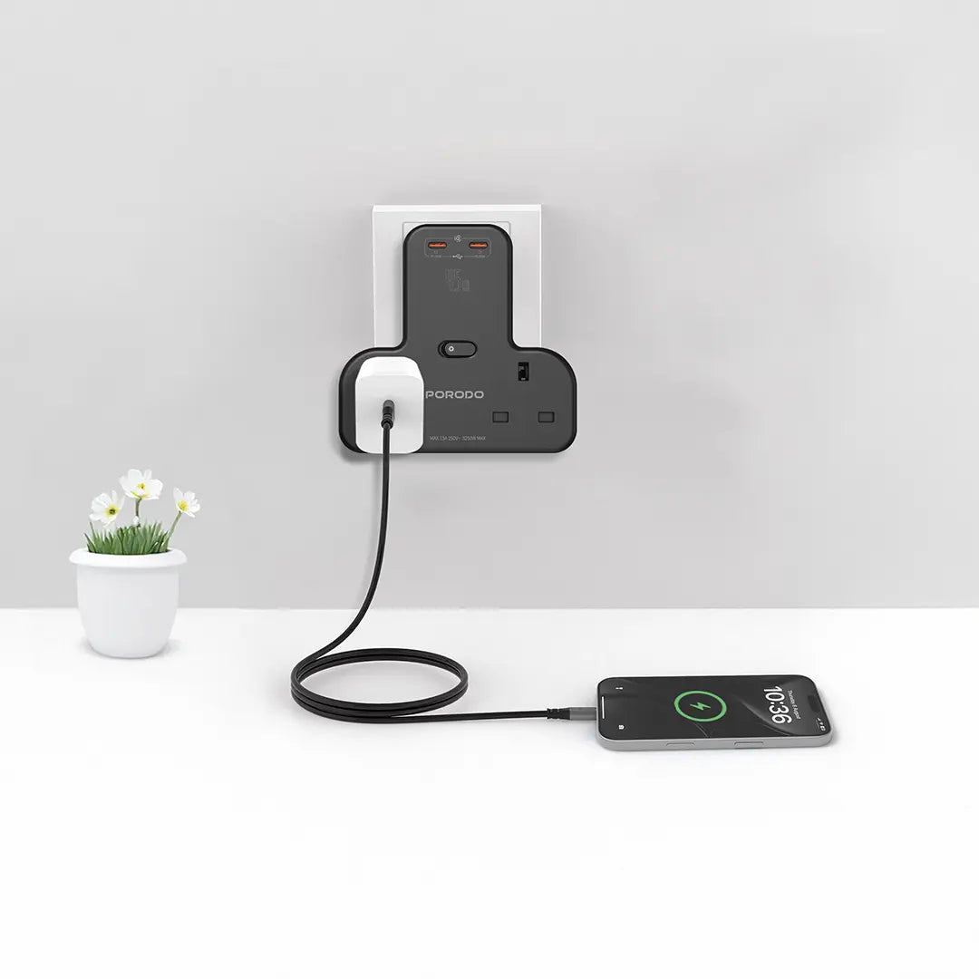 Porodo Multi-Port Wall Socket - Black