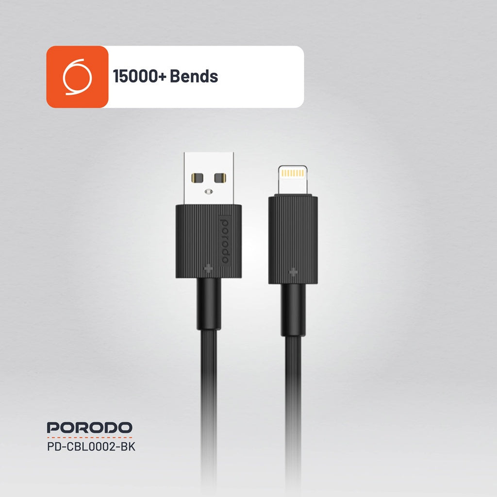 كابل شحن متين من Porodo USB-A إلى Lightning
