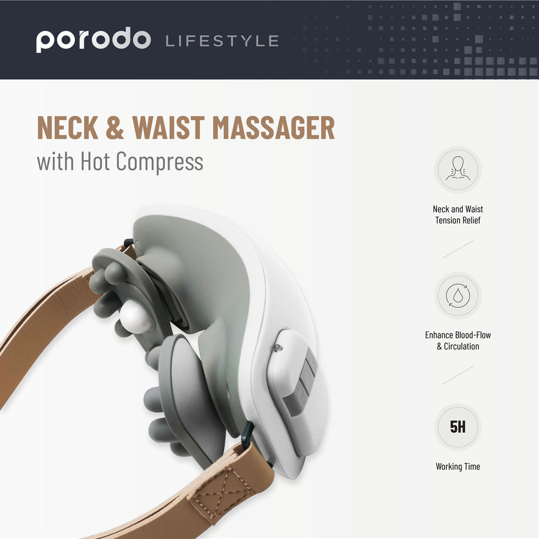 Porordo Lifestyle Neck Massager with Remote controller - White Porordo Lifestyle Neck Massager with Remote controller - White