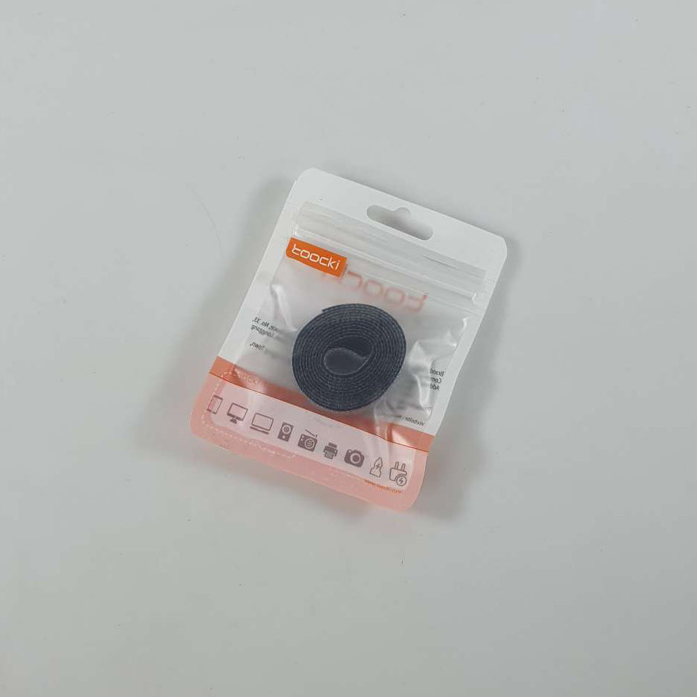 توكي فيلكرو منظم لربط الكابلات ولفاف الأسلاك قابل للتمزق 1 متر - TZDYX-KS - أسود