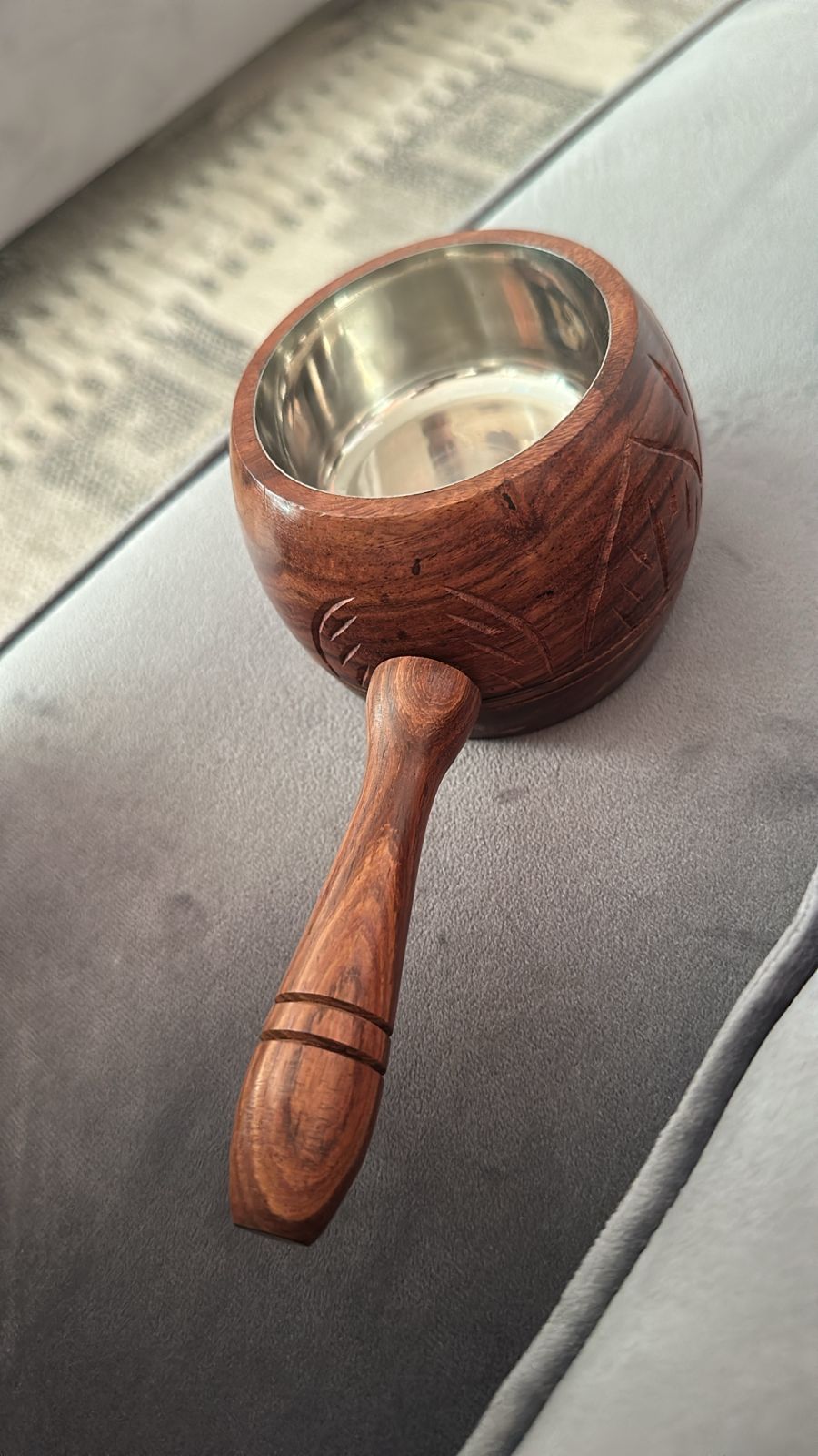 Round wood madkhan with handle big