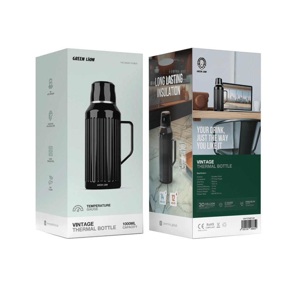 Green Lion Vintage Thermal Bottle - Black