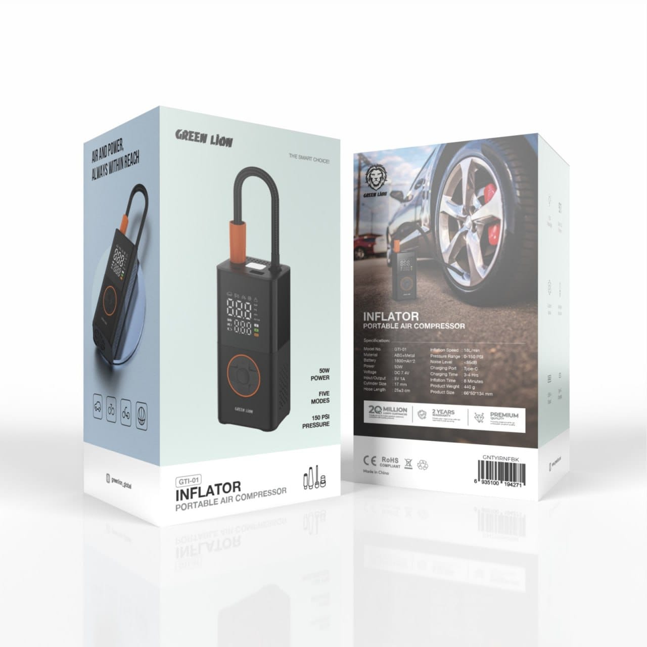 منفاخ هواء محمول من جرين ليون GT-01 - أسود