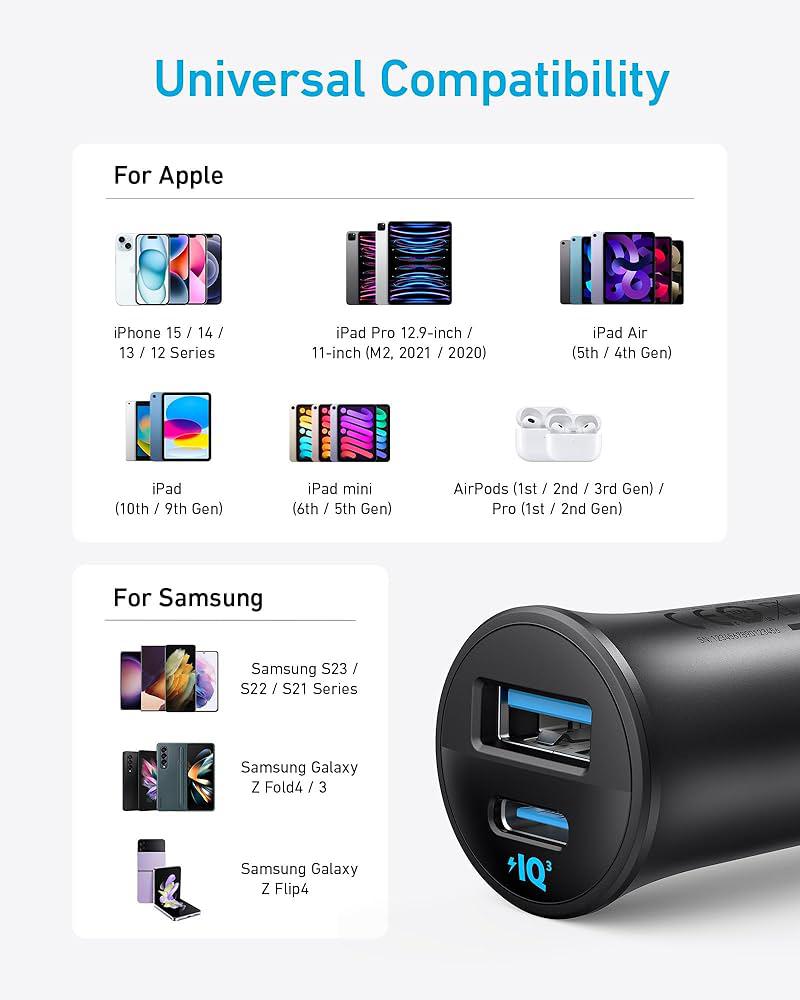 Anker Car Charger Ultra-Compact Dual-Port 30W