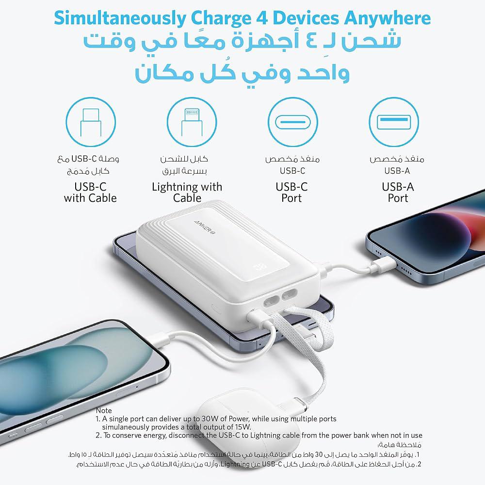 Anker- Built-In Cable For Hasslinge-Free Charging (10k mah)
