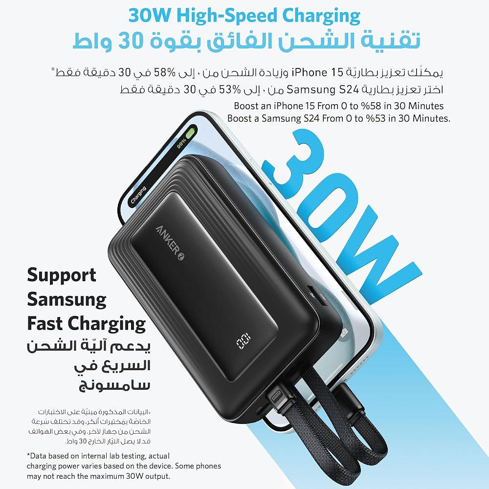 Anker- Built-In Cable For Hasslinge-Free Charging (10k mah)